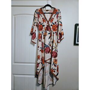 Flying Tomato Boho Floral High-Low Bell Sleeve Wrap Dress Size Medium M